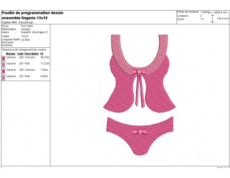 Instant download machine embroidery lingerie set applied