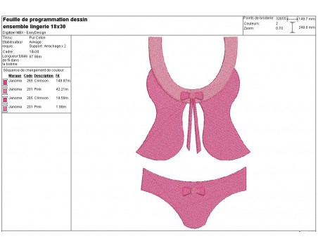 Instant download machine embroidery lingerie set applied