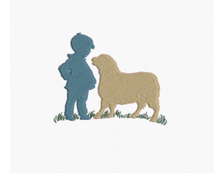 Motif de broderie machine garçon et le mouton