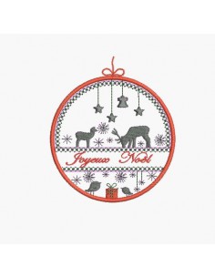 Instant download machine embroidery design deer and doe christmas ball