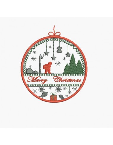 Instant download machine embroidery design ball christmas santa