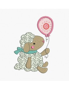Motif de broderie machine mouton et son ballon