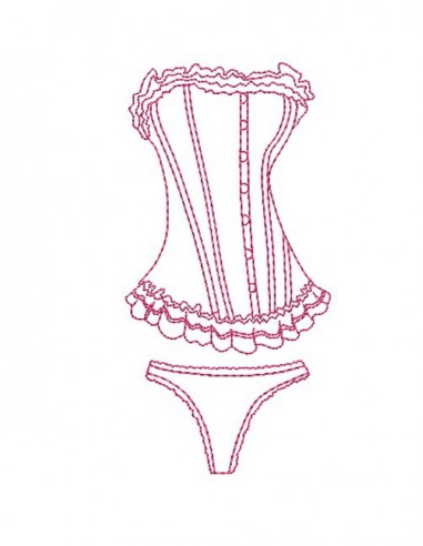 Motif de broderie machine redwork lingerie froufrou