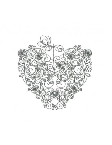 Motif de broderie machine coeur valentin