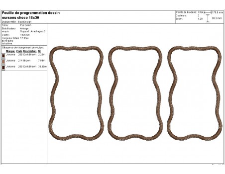 Motif de broderie machine nounours en chocolat