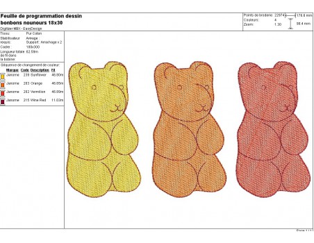 Instant download machine embroidery applique Teddy chocolate candy