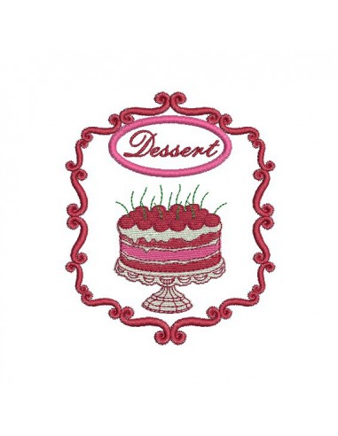 Motif de broderie machine  cadre dessert