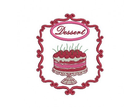 Motif de broderie machine  cadre dessert