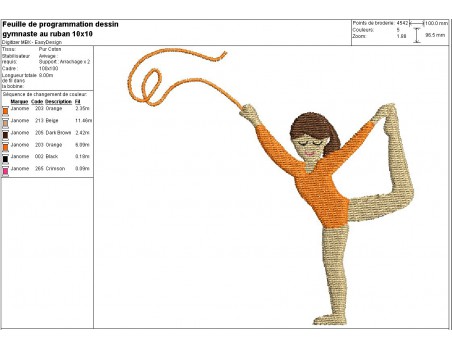 Instant download machine embroidery design gymnast ribbon