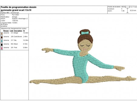 Instant download machine embroidery design gymnast ribbon