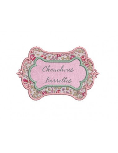 Motif de broderie machine cadre Florine double appliqué