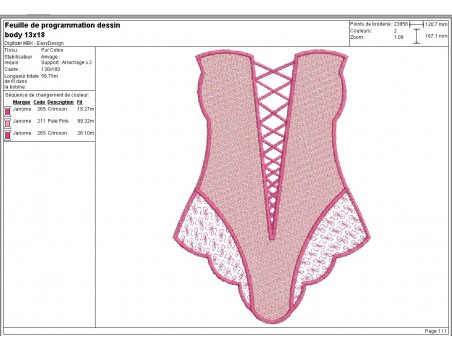 Motif de broderie machine body