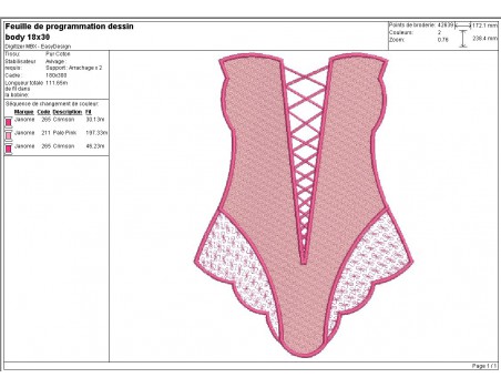 Motif de broderie machine body