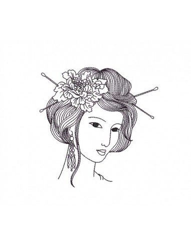 Instant download machine embroidery design Asian woman face