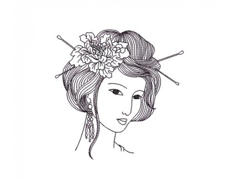 Instant download machine embroidery design Asian woman face