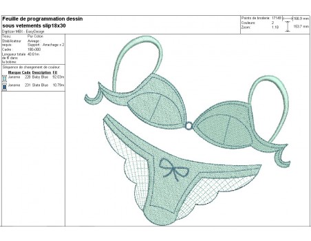 Motif de broderie machine soutien gorge et culotte