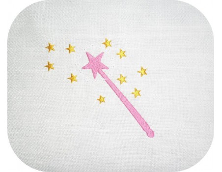 Instant download machine embroidery  design magic wand with stars