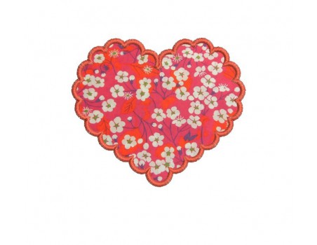 Motif de broderie machine coeur feston appliqué