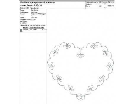 Instant download machine embroidery design applique scalloped heart