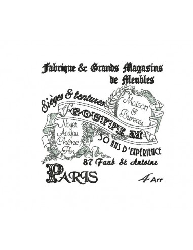 Instant download machine embroidery vintage advertising furniture stores Paris