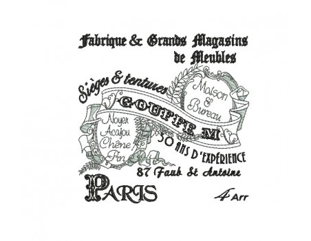 Instant download machine embroidery vintage advertising furniture stores Paris