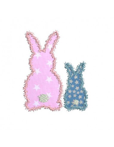 Motif de broderie machine appliqué petits lapins