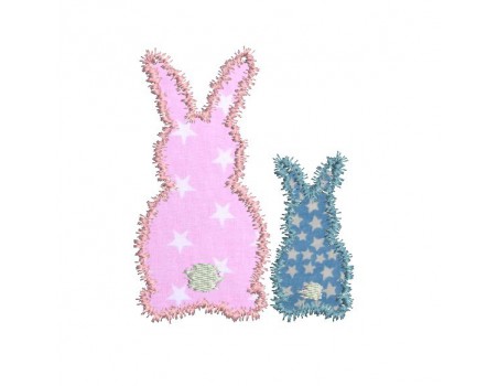 Motif de broderie machine appliqué petits lapins