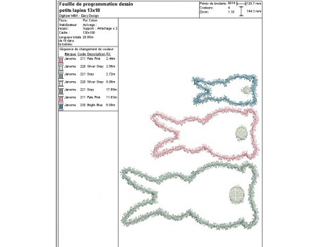 Motif de broderie machine appliqué petits lapins