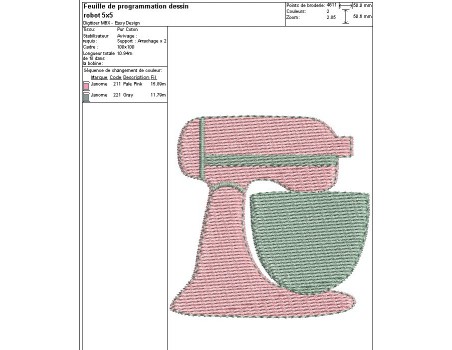 Motif de broderie machine robot de cuisine 