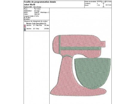 Motif de broderie machine robot de cuisine 