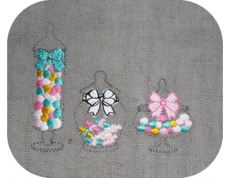 Motif de broderie machine  bocaux de bonbons