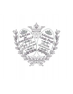 Motif de broderie machine cadre rétro  publicitaire savon de Marseille