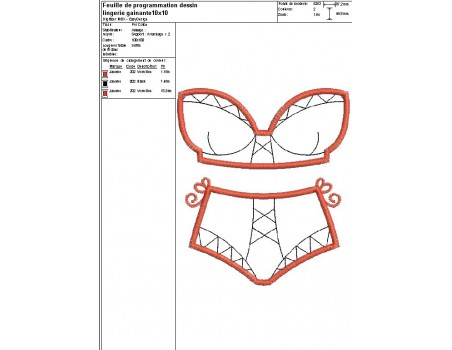 Motif de broderie machine lingerie gainante appliquée