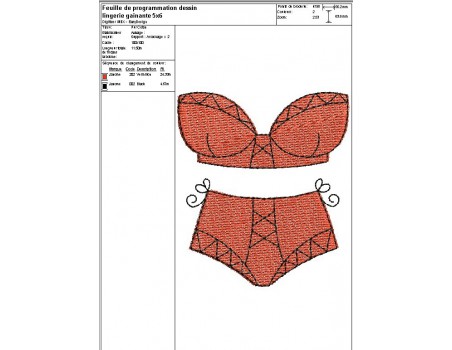 Motif de broderie machine lingerie gainante 