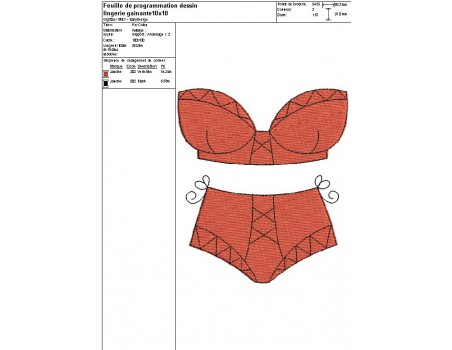 Motif de broderie machine lingerie gainante 