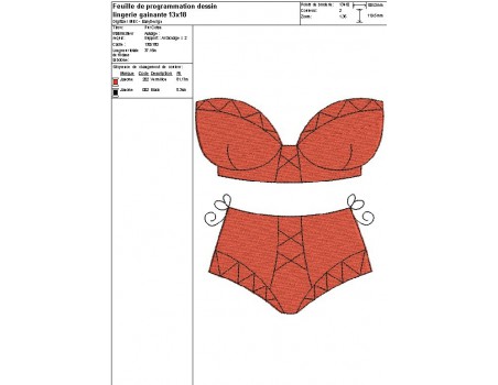 Motif de broderie machine lingerie gainante 