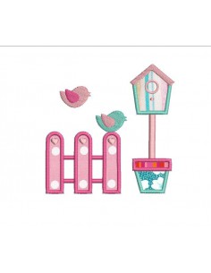 Motif de broderie machine appliqué petit jardin