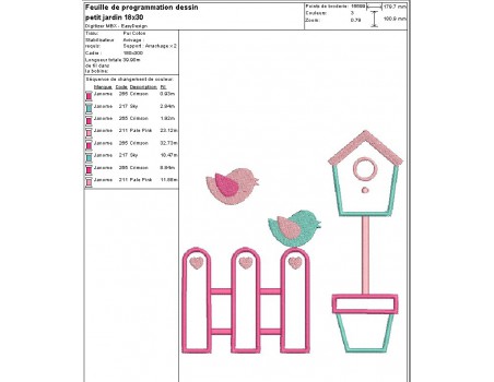 Motif de broderie machine appliqué petit jardin