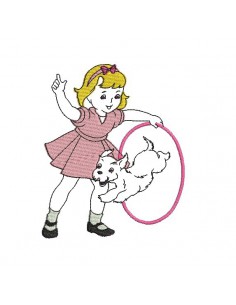 Instant download machine embroidery design vintage vintage little girl doing the dishes