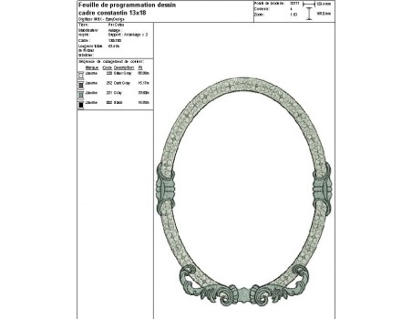 Motif de broderie machine cadre Constantin