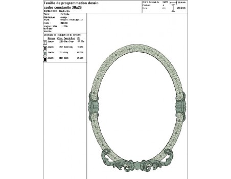 Motif de broderie machine cadre Constantin