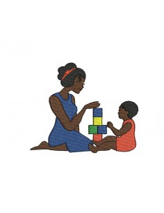 Motif de broderie machine maman et enfant