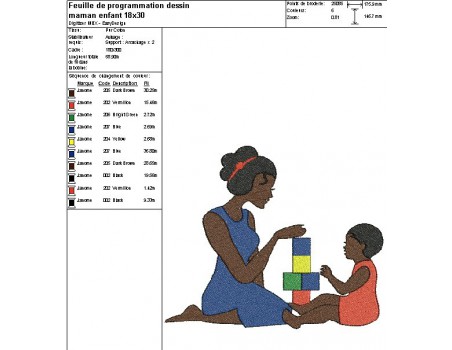 Motif de broderie machine maman et enfant