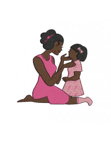 Instant download machine embroidery design  mother and girl