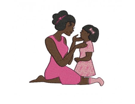 Motif de broderie machine maman avec sa fille