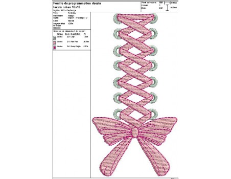Motif de broderie machine ruban lacé