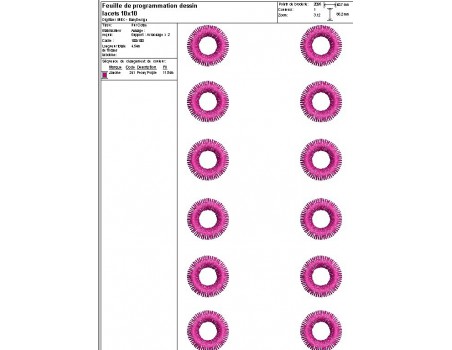 Motif de broderie machine oeillets pour ruban à lacer