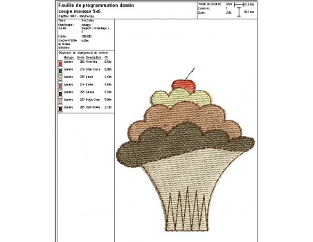 Motif de broderie machine coupe 3 mousses