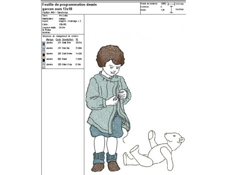 Instant download machine embroidery design vintage  boy and bear