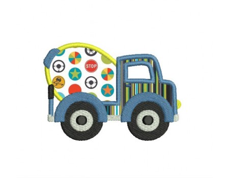 Motif de broderie appliqué camion toupie